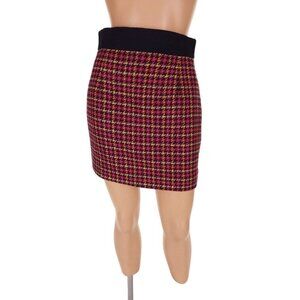 Vintage Laurel by Escada Multi Houndstooth Mini Skirt Wool Silk Size 34 US XS